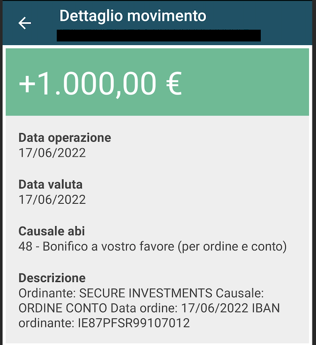 Invest Union bonifico truffa