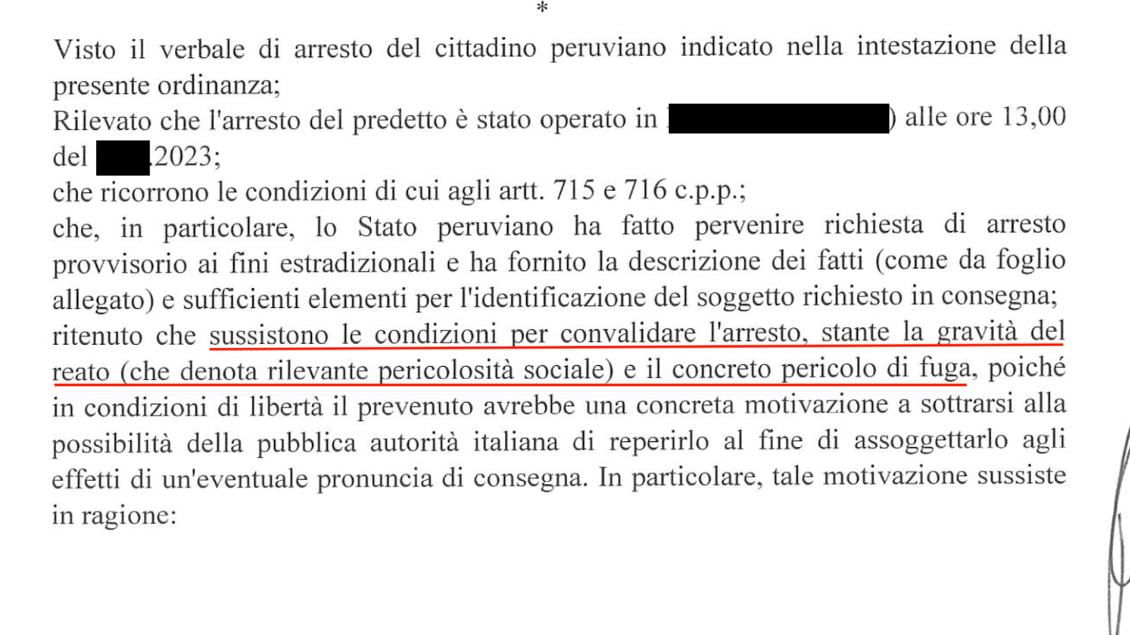 arresto artt 715 716 cpp