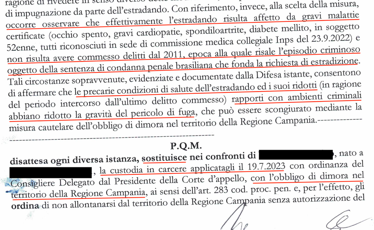 Estradizione richiesta Brasile