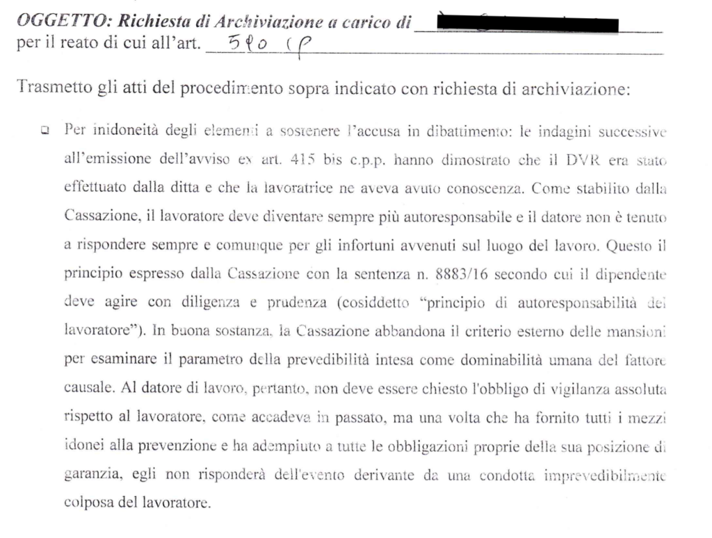 Richiesta di archiviazione