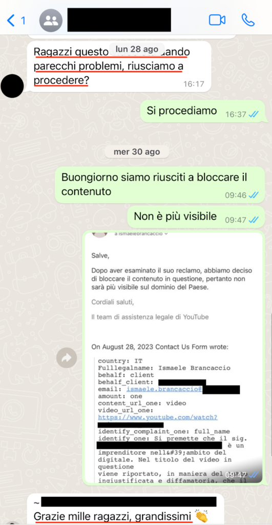 feedback avvocato diffamazione youtube