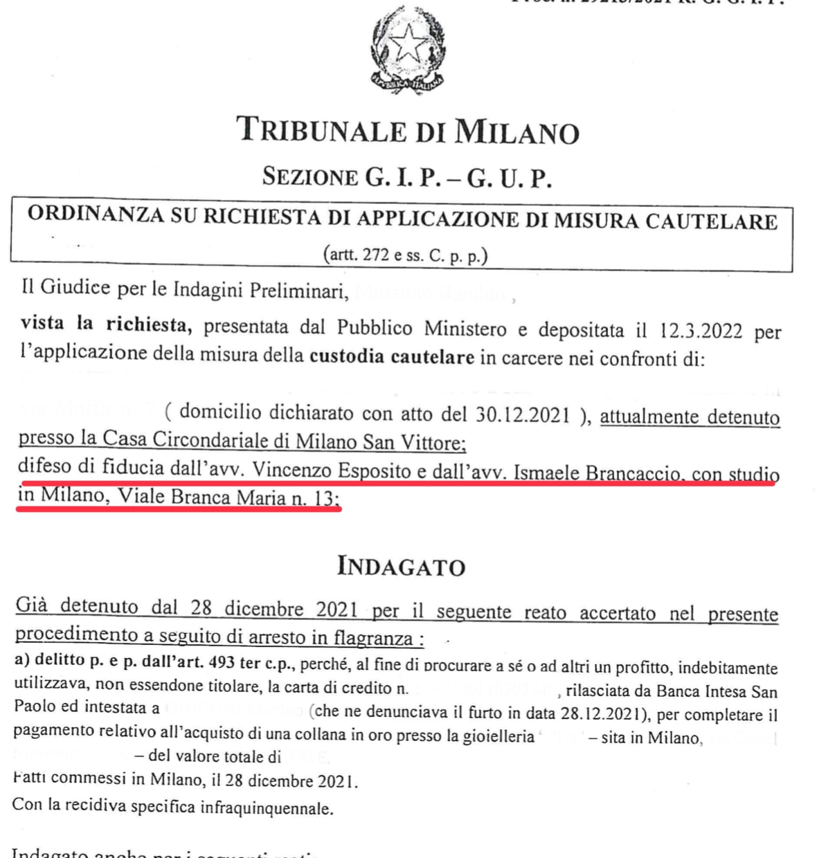 Indebito utilizzo carta di credito debito