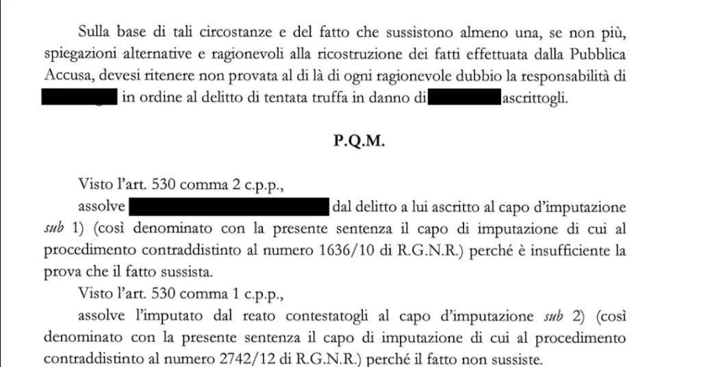 assolve l'imputato per truffa