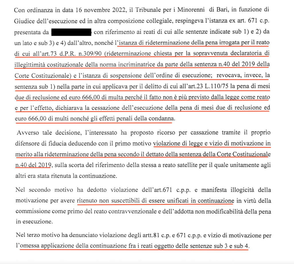 richiesta riduzione pena 
