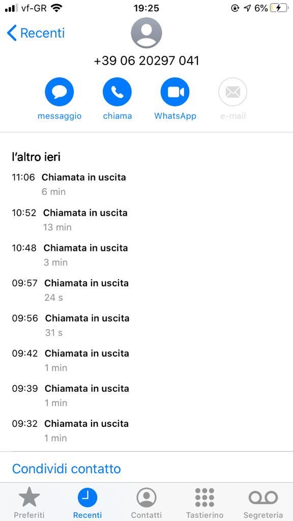 Tabulato mancate risposte.