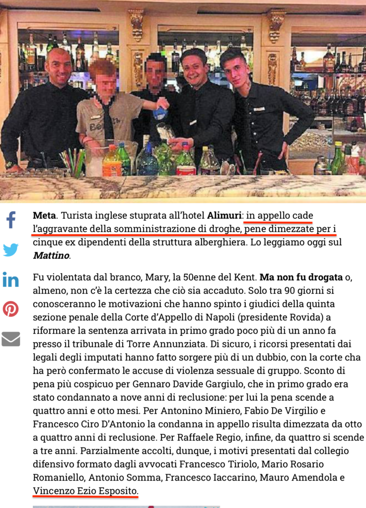Processo per violenza sessuale di gruppo.