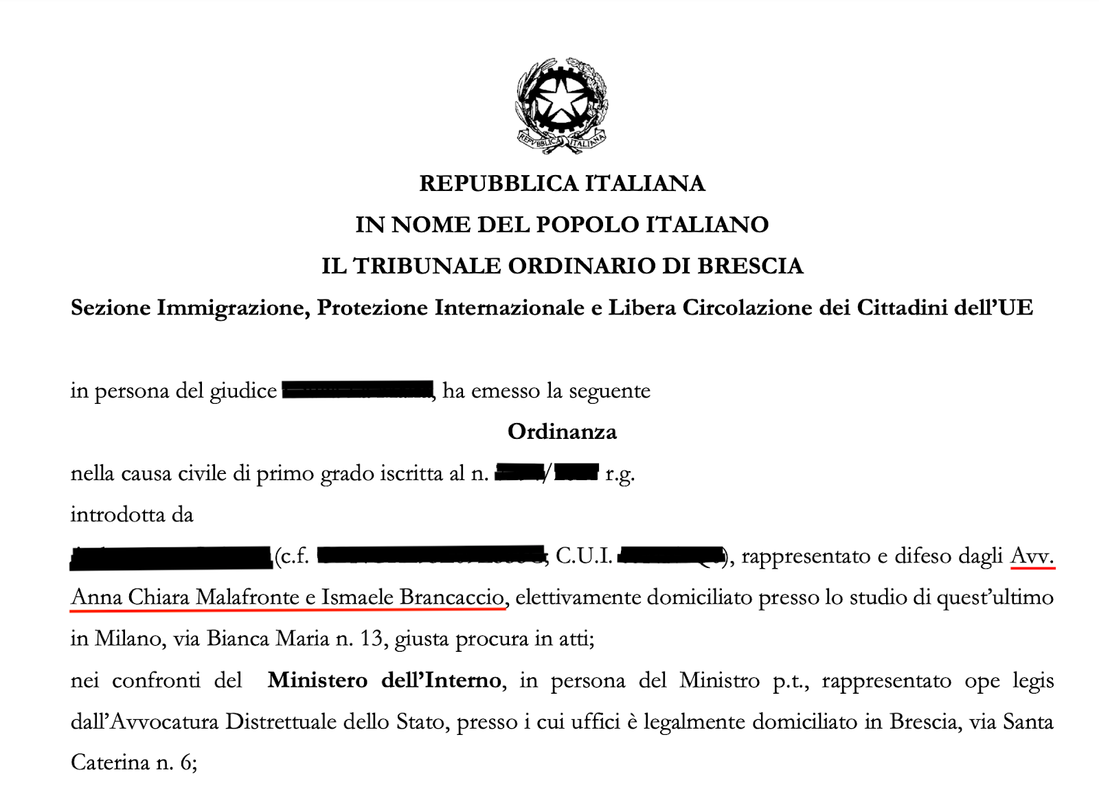 order issuing expulsion from Italy