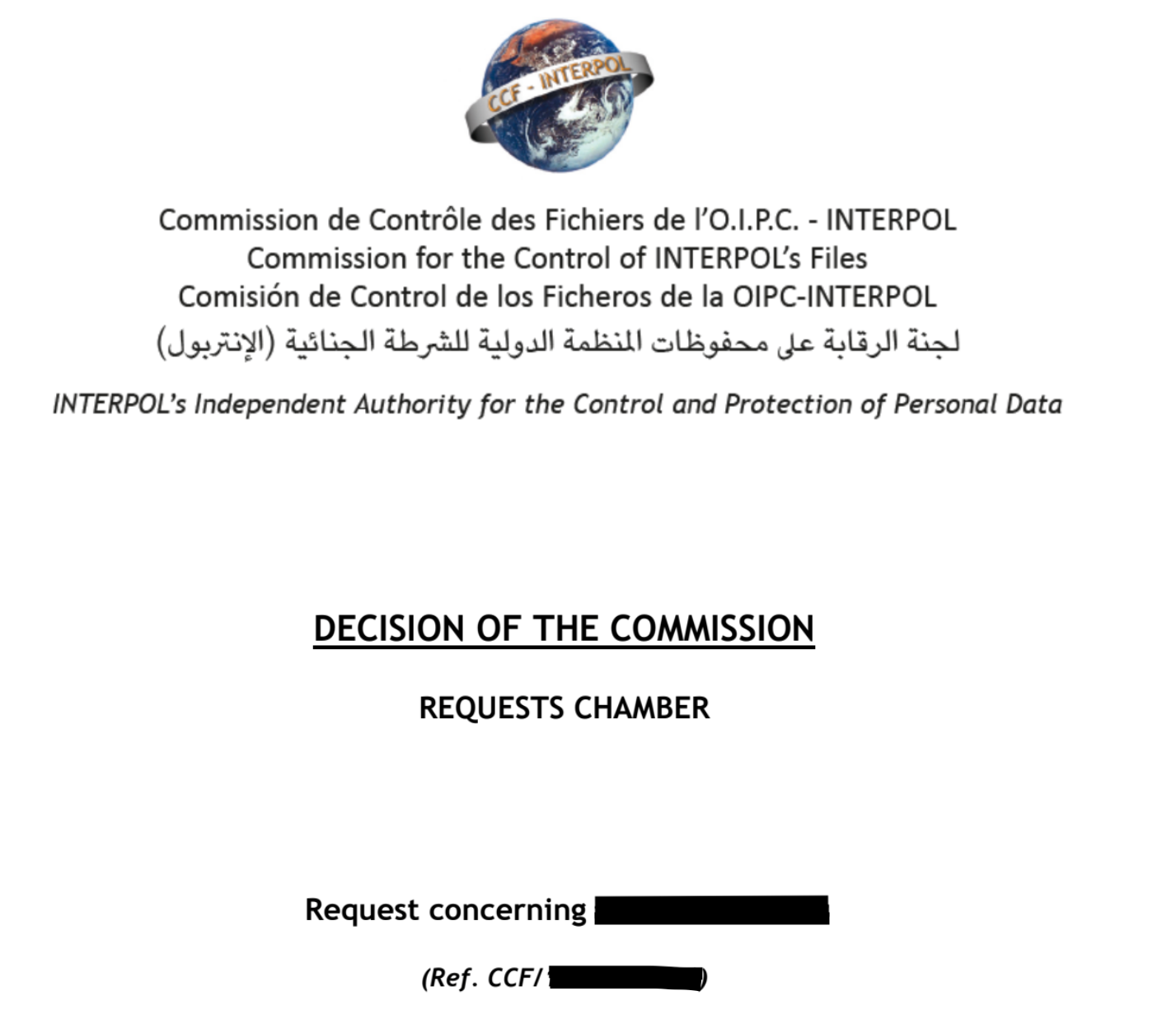 Decision Interpol Commission