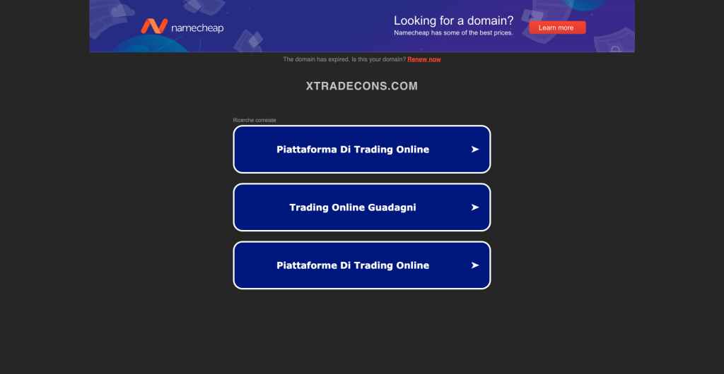 Xtradecons: cuidado con la estafa. Trading en línea falso