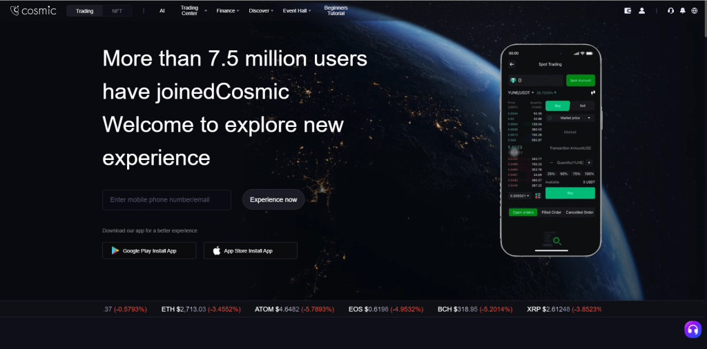 Cosmic: cuidado con la estafa. Trading en línea falso