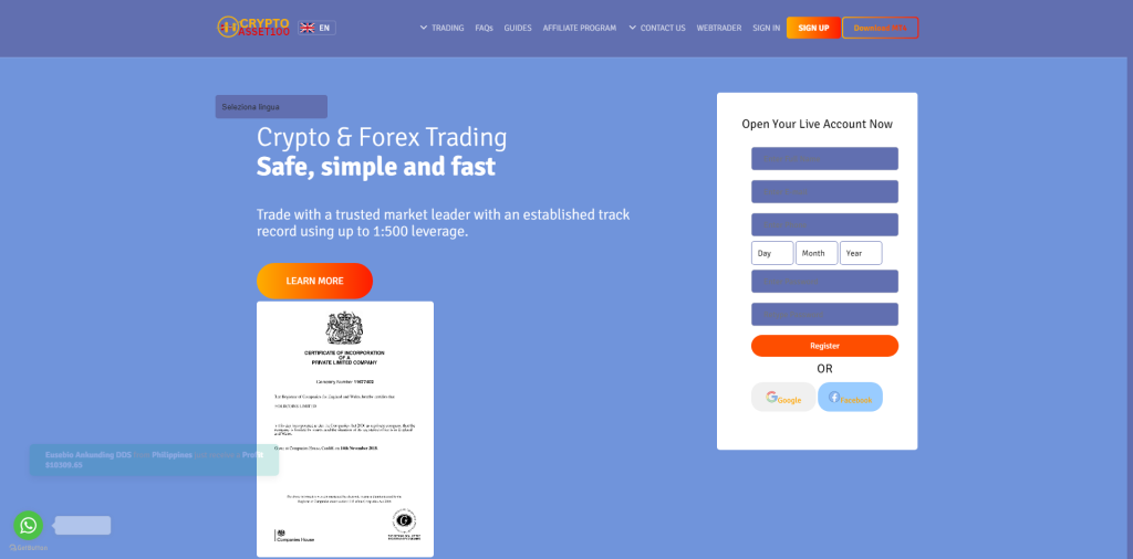 Crypto Asset 100: reviews. Scam or not. Online fraud lawyer