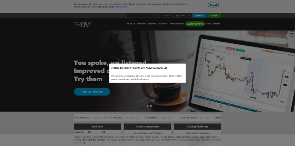 FXGM: cuidado con la estafa. Trading en línea falso