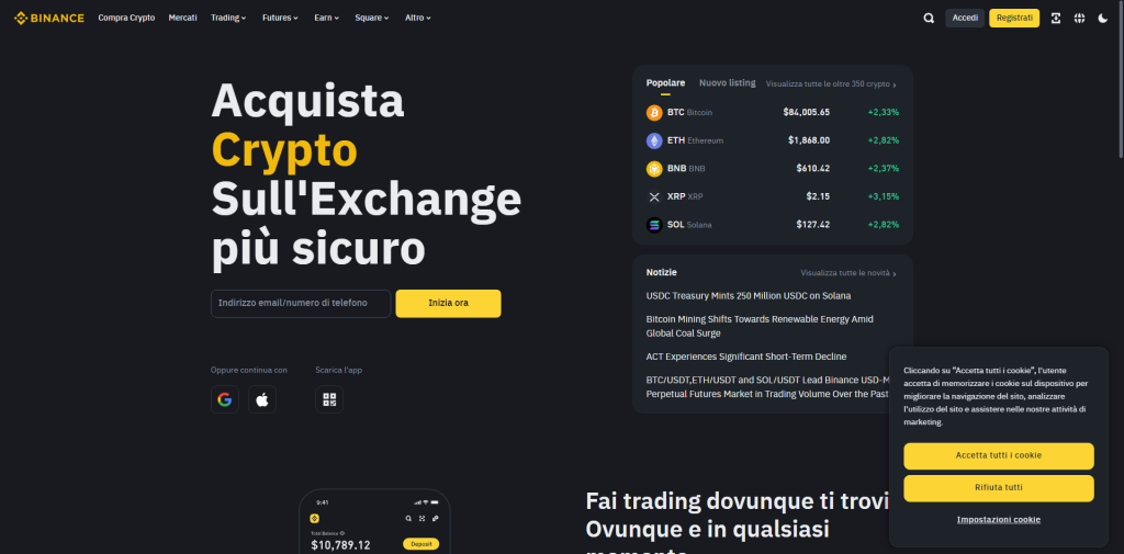 Binance: attenzione alla truffa. Falso trading on line