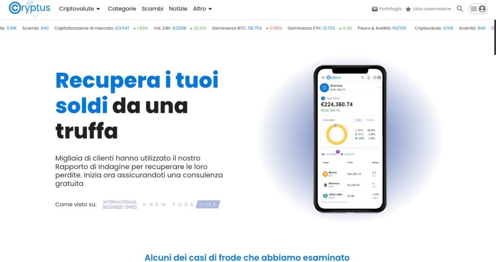 Cryptus: attenzione alla truffa. Falso trading on line