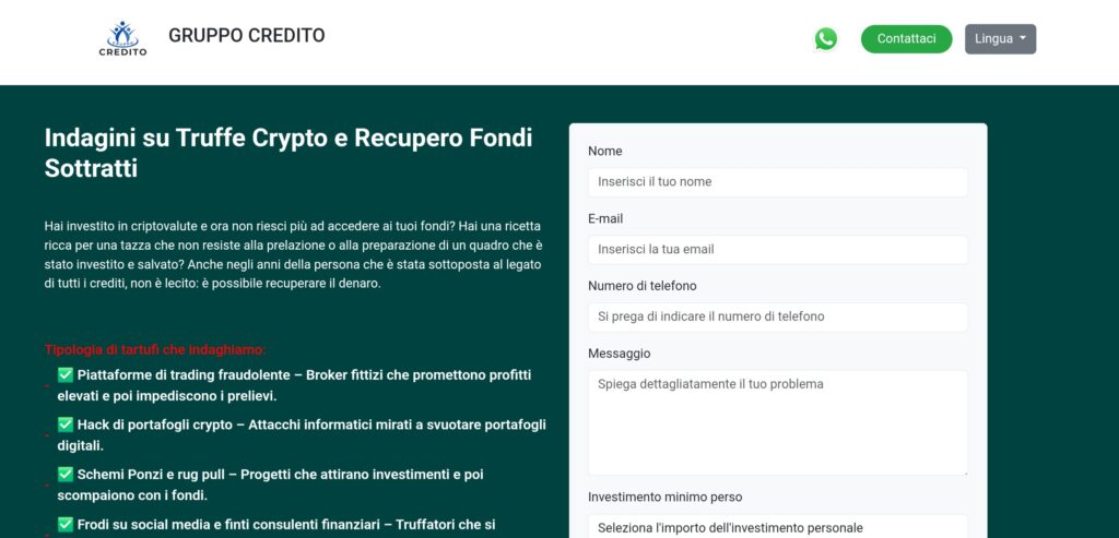 GRUPPO CREDITO: attenzione alla truffa. Falso trading on line