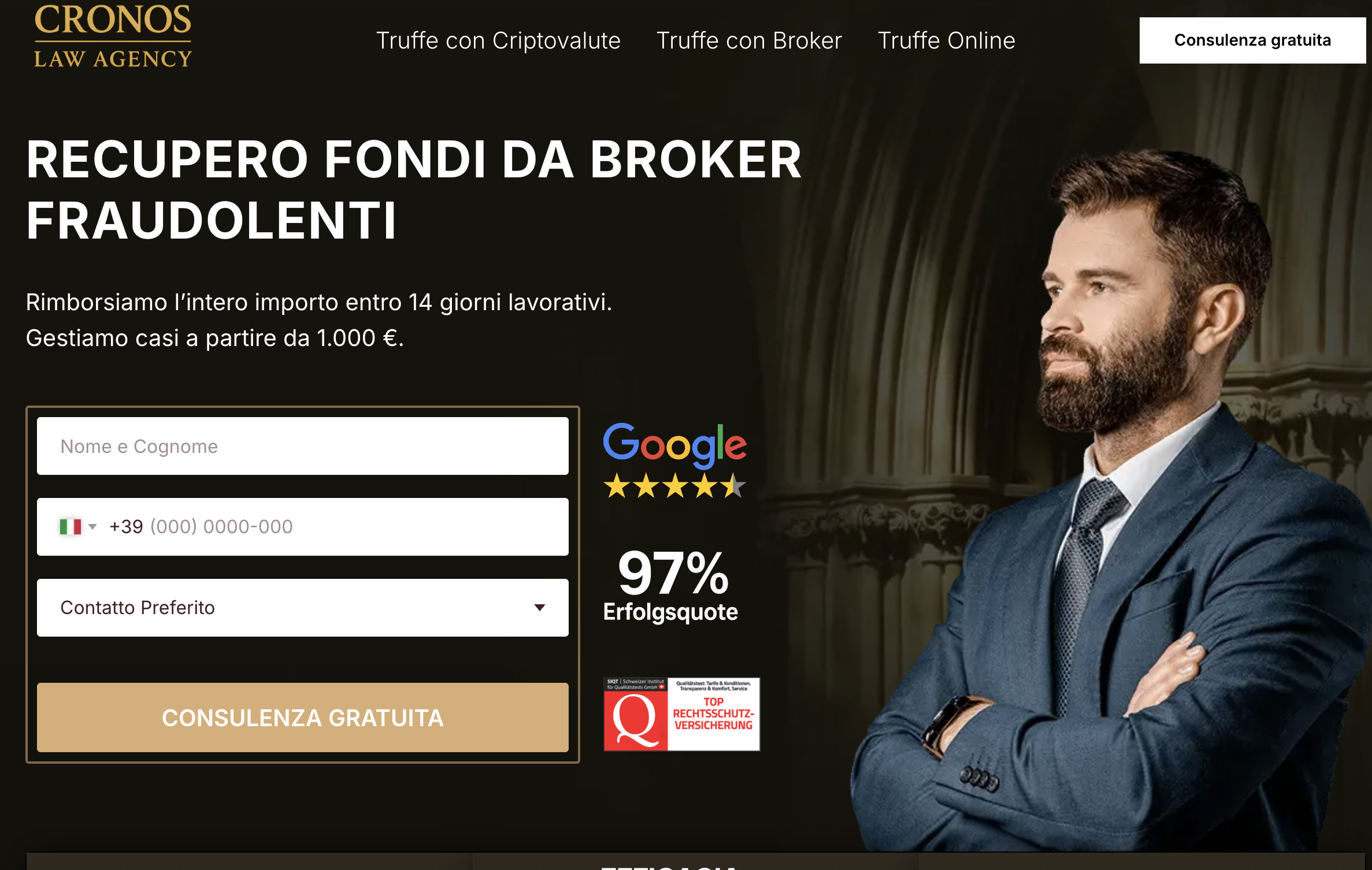 Cronos Law Agency: La Truffa del “Recupero in 14 Giorni”. Perché it-cronos.site è un Falso