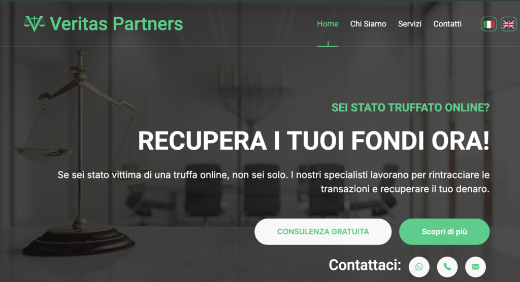 Attenzione: Veritas Partners (veritaspartners.uk) è una “Recovery Scam”, non uno studio legale
