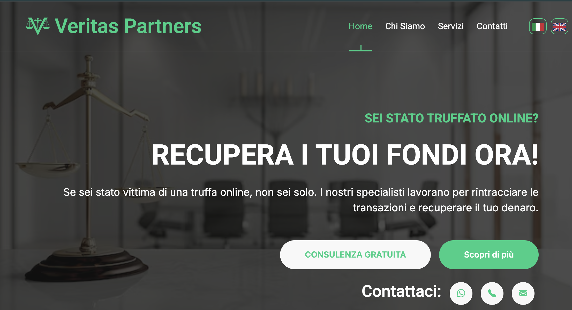 Attenzione: Veritas Partners (veritaspartners.uk) è una “Recovery Scam”, non uno studio legale