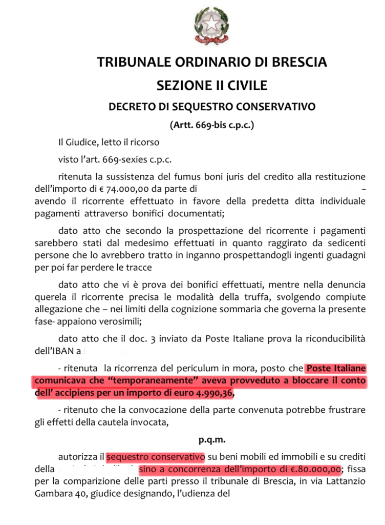 Sequestro conservativo da truffa: il decreto inaudita altera parte che anticipa la confisca