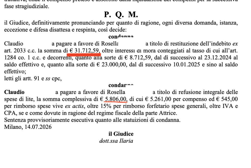 Truffa romantica: il money mule condannato a restituire le somme ex art. 2033 c.c. — la lezione del Tribunale di Milano